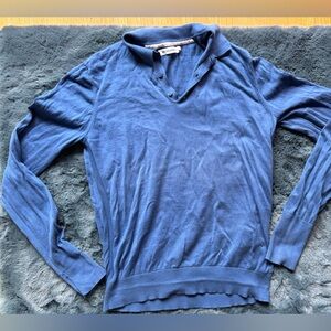 BEN SHERMAN Blue L/S sweater polo